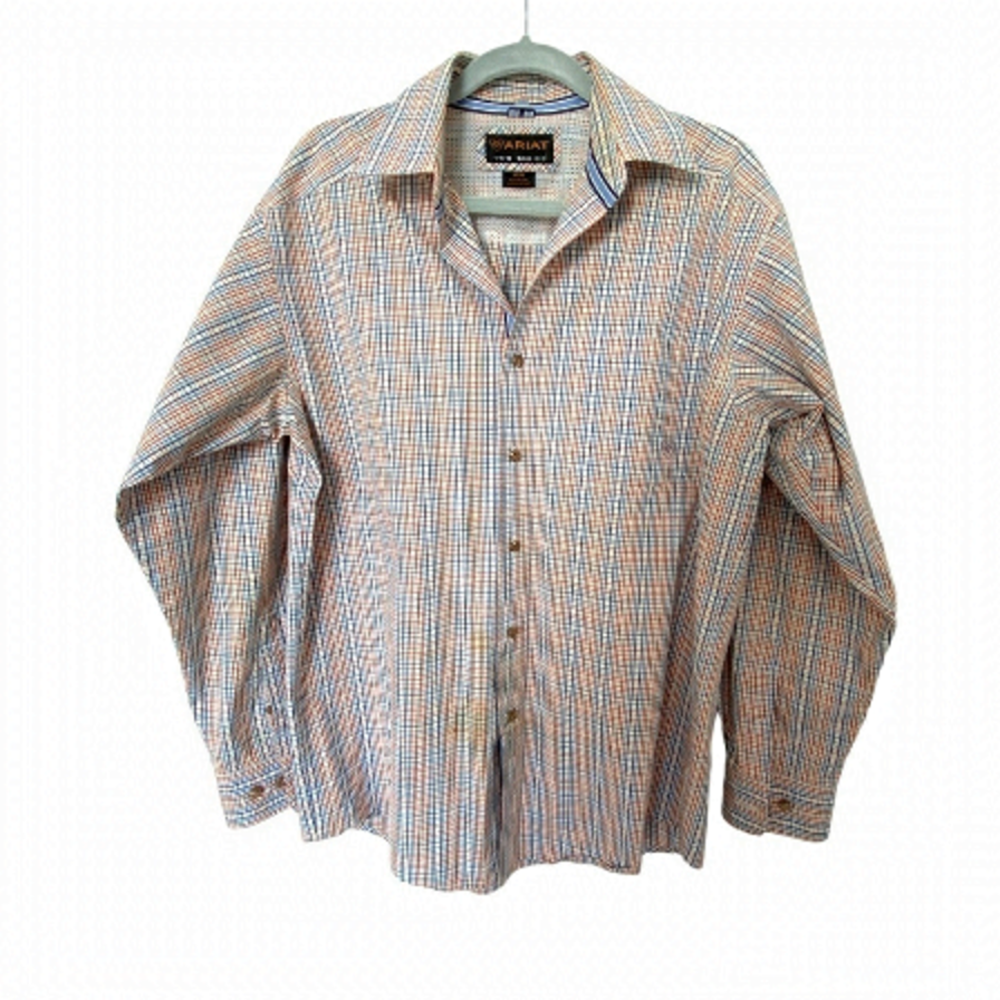 ARIAT Men’s Pro Series Long Sleeve Western Shirt Medium Cream Blue Rust